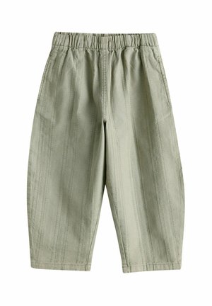 Hellgrüne Freizeithose mit elastischem Bund und vertikalen Ziernähten, entworfen für eine lockere Passform.