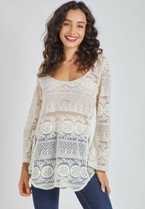 CALADO SEMITRANSPARENTE - Blusa - beige