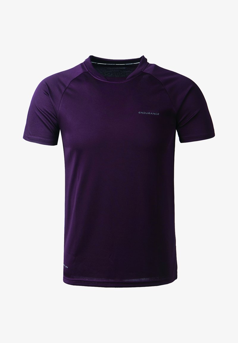 Lilla kortærmet træningsskjorte lavet af glat, let stof. Har en rund halsudskæring og diskrete logo-detaljer på fronten.