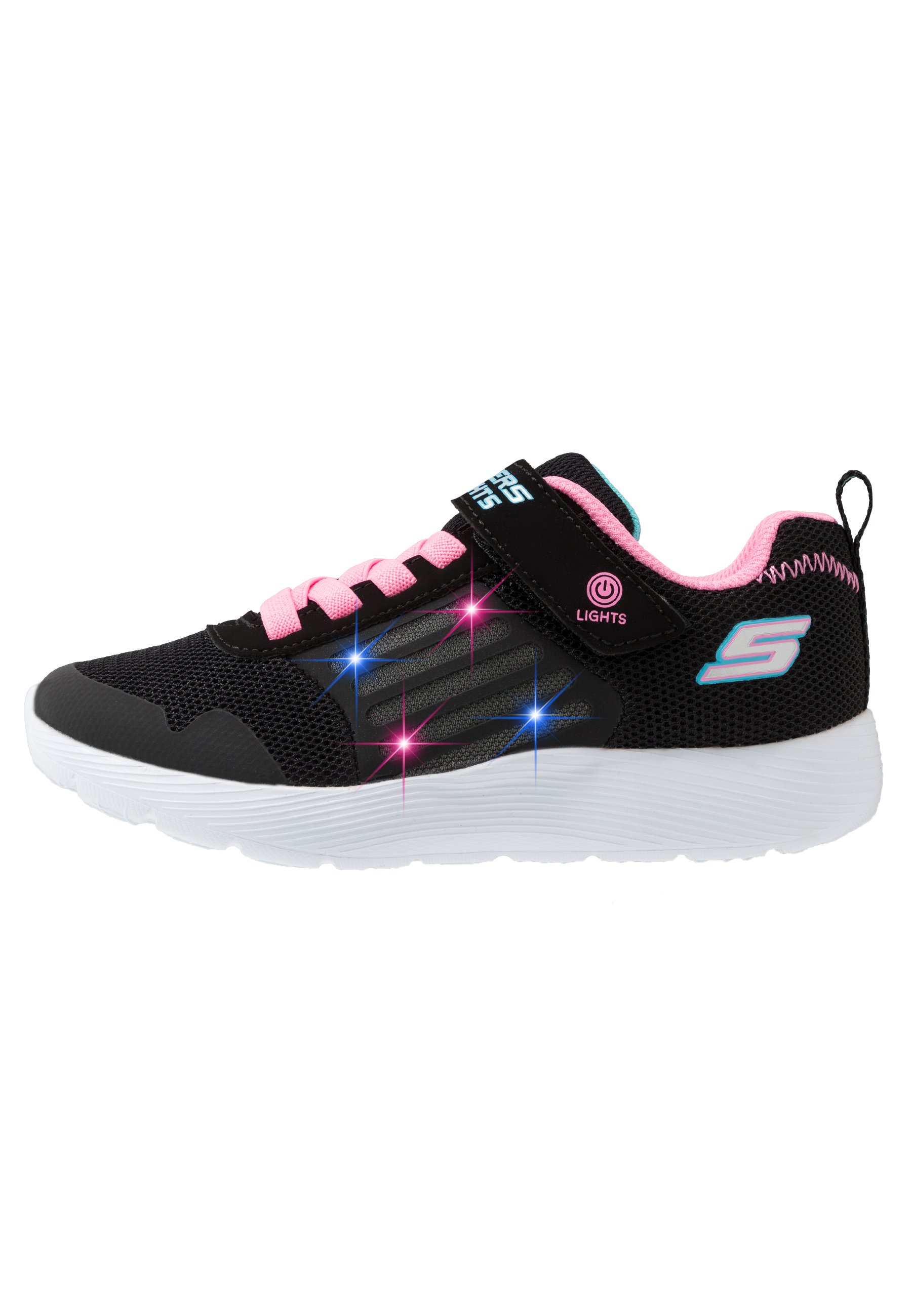 skechers black and pink trainers