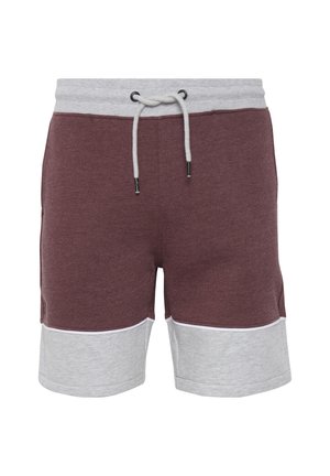 Shorts med en maroon overdel, grå nederste paneler og en snor i taljen. Lavet af blødt bomuldsblandingsstof med sidelommer.