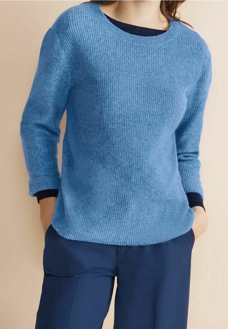 Street One Stickad tröja - mottled blue