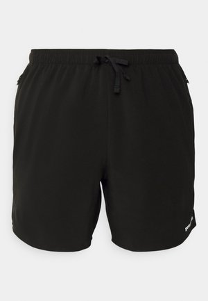 Svarte svømmebukser laget av lett stoff med elastisk midjebånd, snorsjustering og to sidelommer.