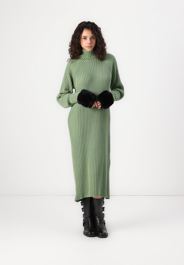 YASMAVI MIDI ROLL NECK DRESS - Jumper dress - loden frost3
