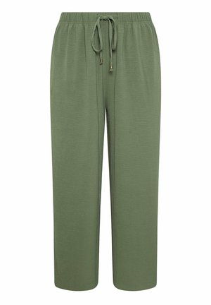 Yours Clothing, TWILL WIDE LEG TROUSERS - Broek - evergreen
