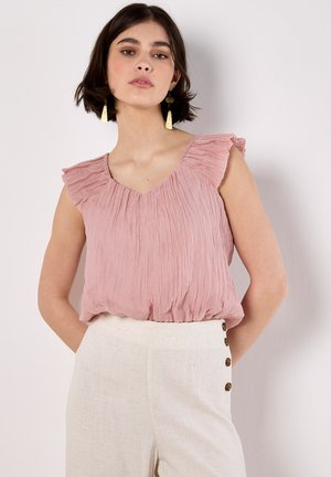 SHEER CRINKLE BUBBLE HEM - Top - pink
