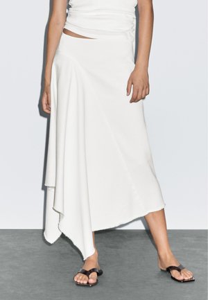 Massimo Dutti ASYMMETRIC MIDI - A-linjekjol - white