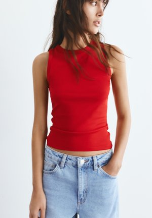 PULL&BEAR, ROUND NECK - TANK - Débardeur - red