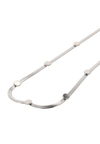 Stříbrný náhrdelník s flexibilním řetízkem a hexagonálními akcenty, vyznačující se hladkým, strukturovaným povrchem a moderním, elegantním designem.