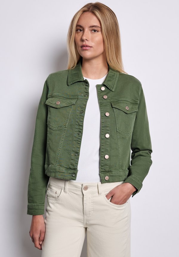CROPPED  - Jeansjacke - grün