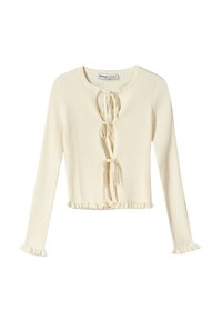 TIED WITH RUFFLES - Kardigán - beige
