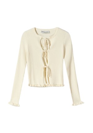 Bershka TIED WITH RUFFLES - Cardigan - beige