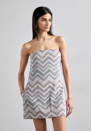 DRESS - Strikket kjole - light blue/grey/white