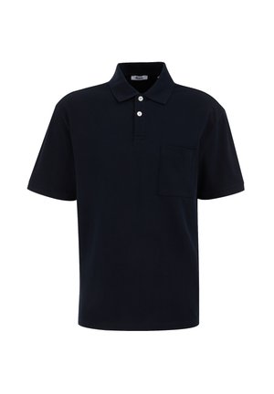 Polo shirt navy con maniche corte, patta con due bottoni e taschino sul petto. Realizzato in cotone, con una texture liscia e un design classico.