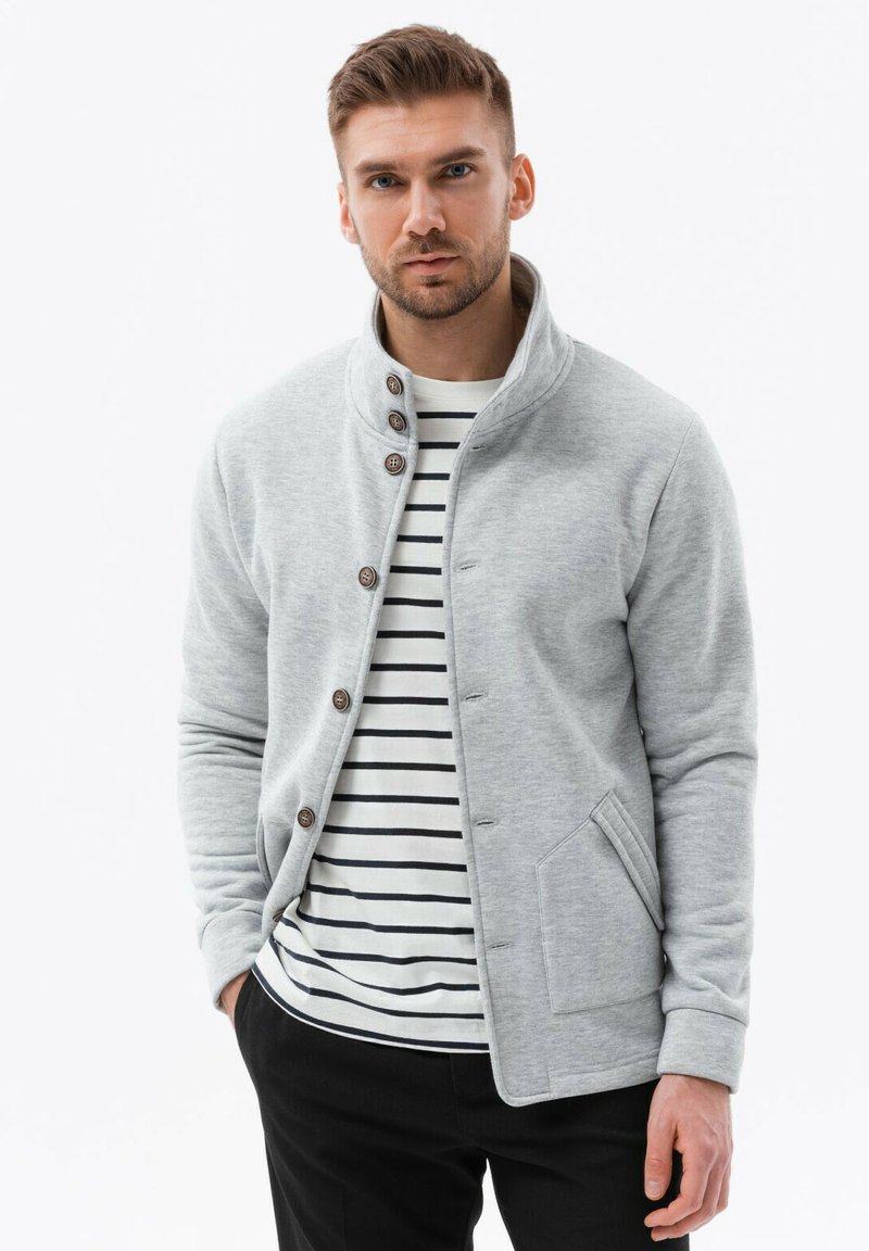 Ombre BUTTON-DOWN WITH  - Felpa con zip - light grey