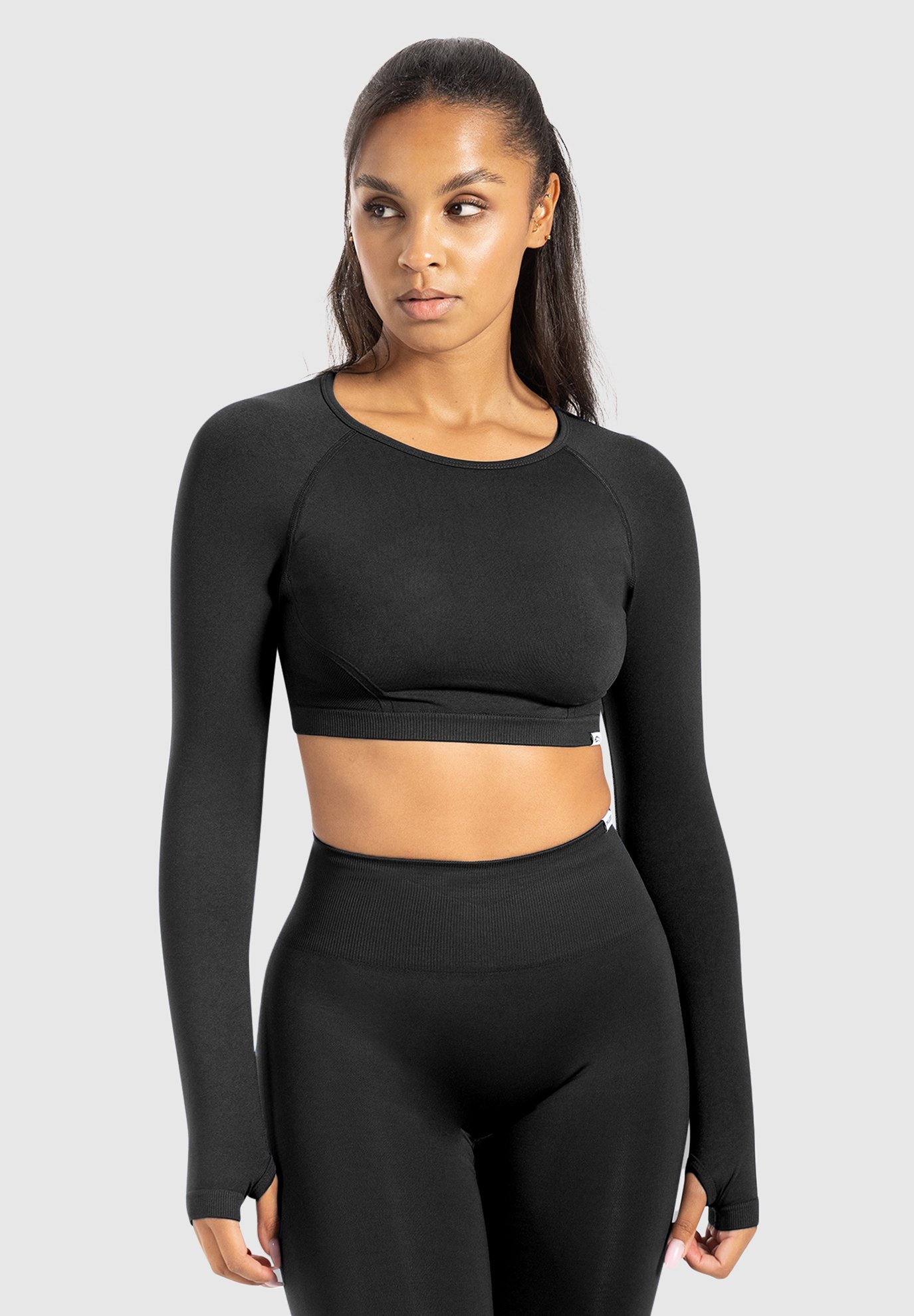 TZLDN Top Sportivo Donna Manica Lunga Con Schiena Scoperta – Yoga Pilates Dance Rhave – Nero