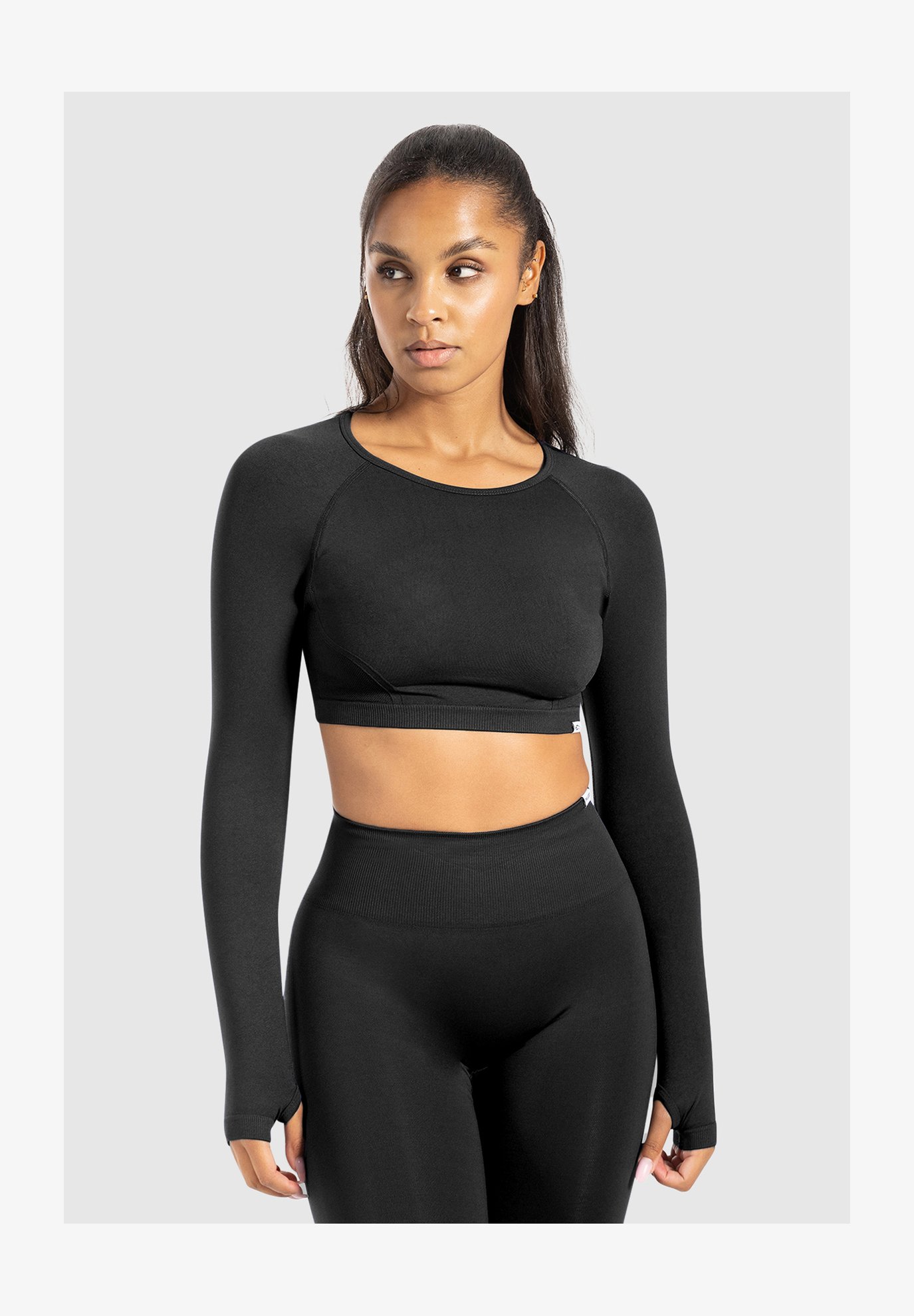 TZLDN Top Sportivo Donna Manica Lunga Con Schiena Scoperta – Yoga Pilates Dance Rhave – Nero