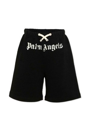 Czarne szorty z białym sznurkiem i napisem "Palm Angels" w gotyckiej czcionce na przednim pasie.