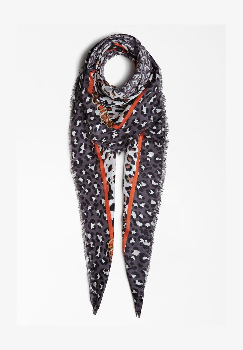 Guess Animal Tiger Print Schal Grau Grau Meliert Zalando De