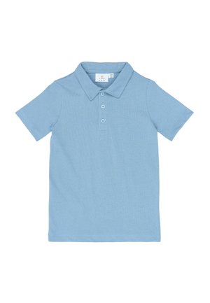 Svetlo modra bombažna polo majica z ovratnikom, kratkimi rokavi in trirazpirno zaponko. Preprost dizajn v enobarvni izvedbi.