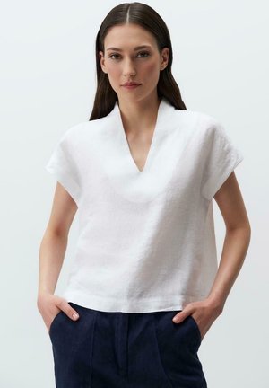 V NECK - Blouse - white