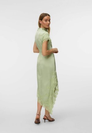 white slip dress lace trim Shona Joy - Lustre Lace Slip Mini Dress - Ivory main image 0