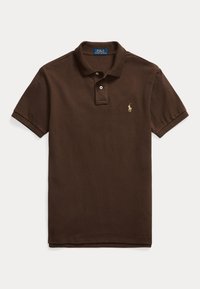 Καφέ κοντομάνικο Polo Ralph Lauren πουκάμισο με γιακά, δύο κουμπιά και μικρό κεντημένο λογότυπο στο αριστερό μέρος του στήθους.