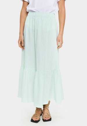 ELMIKOSZ - Maxi skirt - pistachio green white stripe