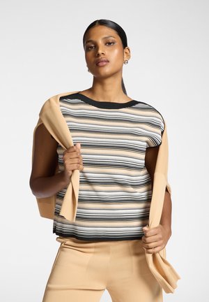 A RIGHE CON SCOLLO BARCHETTA - T-Shirt print - nero