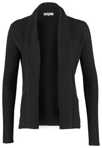 Cardigan en maille noir ouvert à l'avant avec manches longues et col châle.
