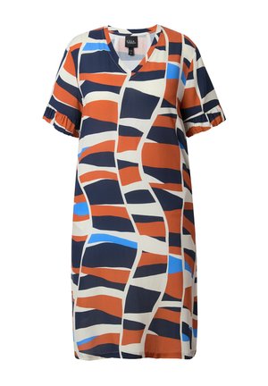 Ulla Popken, GRAPHIC SHORT SLEEVE V-NECK - Jerseyjurk - marine