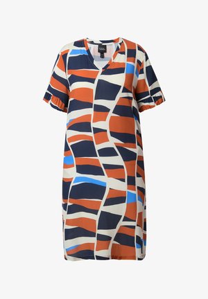 Ulla Popken, GRAPHIC SHORT SLEEVE V-NECK - Jerseyjurk - marine