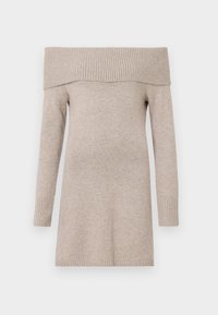 Off-the-Shoulder Skater Sweater Dress - Gebreide jurk - new times brown