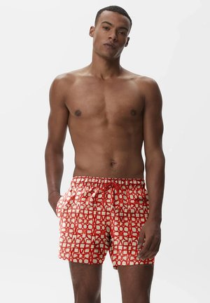 GEOMETRIC - Swimming shorts - red