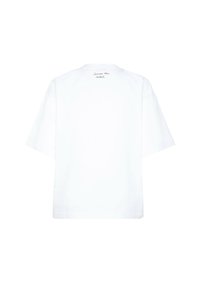 White cotton t-shirt with short sleeves, oversized fit, crew neckline, and "Siamo siciliani" text embroidered on the back.