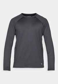 Langärmliges Shirt in Dunkelgrau, aus weichem Stretchmaterial. Mit Raglanärmeln, Rundhalsausschnitt und Logo-Tag am Saum.