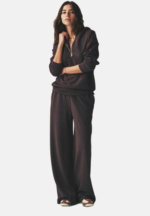 OVERSIZED ZIP THROUGH SET - Hoodie - chocolate brown