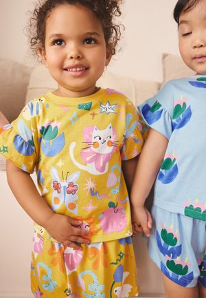 Next REGULAR FIT - SHORT PYJAMAS 3 PACK SET - Komplet pidžame - pink blue cat floral print