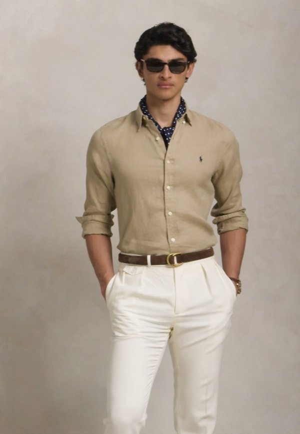 SLIM FIT LINEN SHIRT - Shirt - coastal beige2