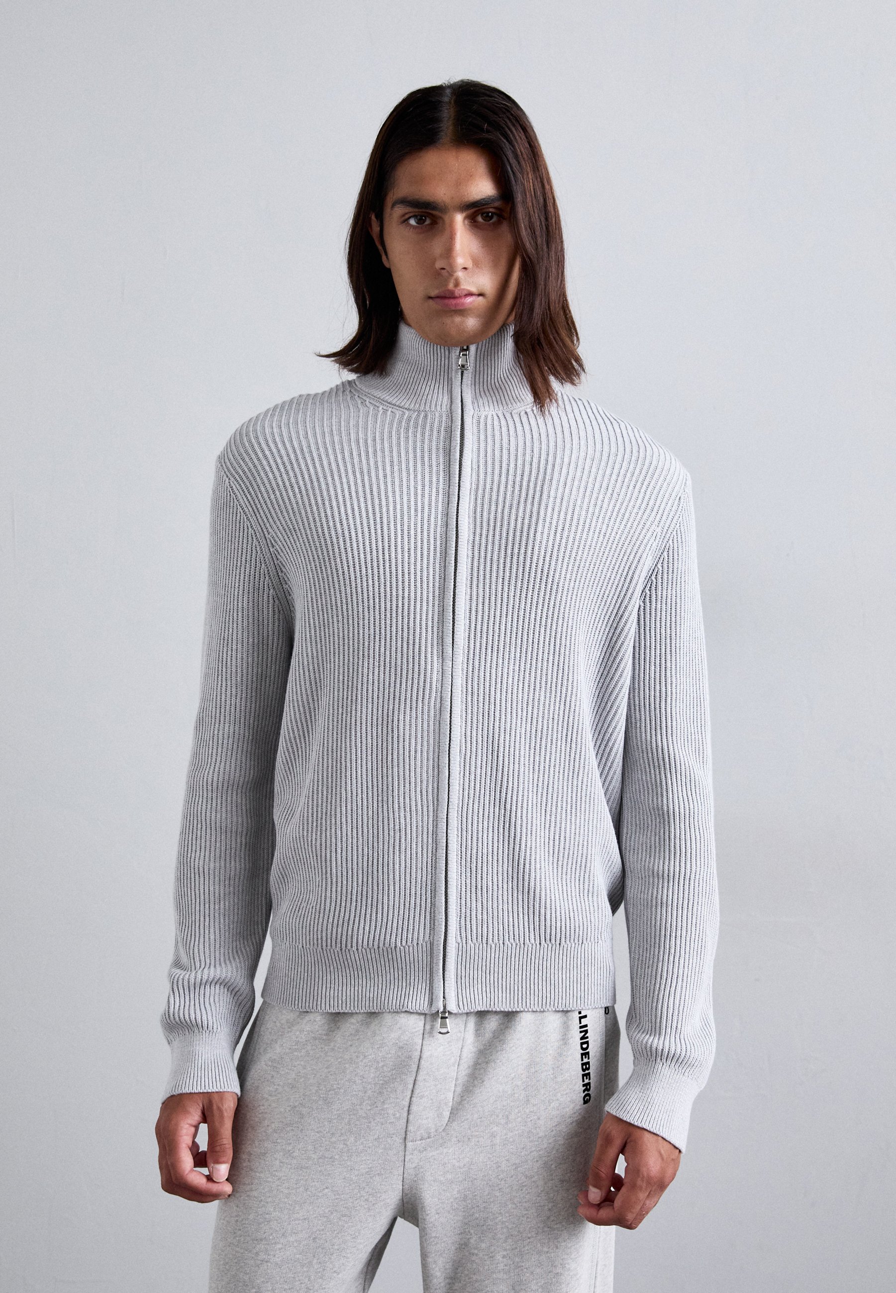 J.LINDEBERG ALEXIS FULL ZIP CARDIGAN - Cardigan - light grey