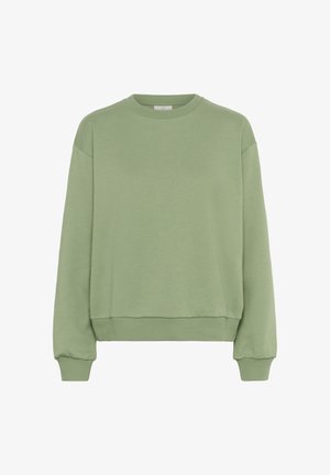 Roheline sviiter pehmest kangast. Omab ümarat kaelust, pikki varrukaid ribidega mansettidega ja ribidega alumist äärt, tagades mugava istumise.