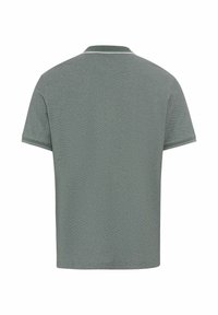 Short-sleeve polo shirt in light green with a textured fabric and contrasting collar trim. Features a classic cut and even hemline.