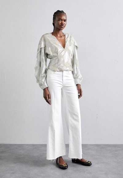 Mother THE ROLLER FRAY - Wide Leg - white denim