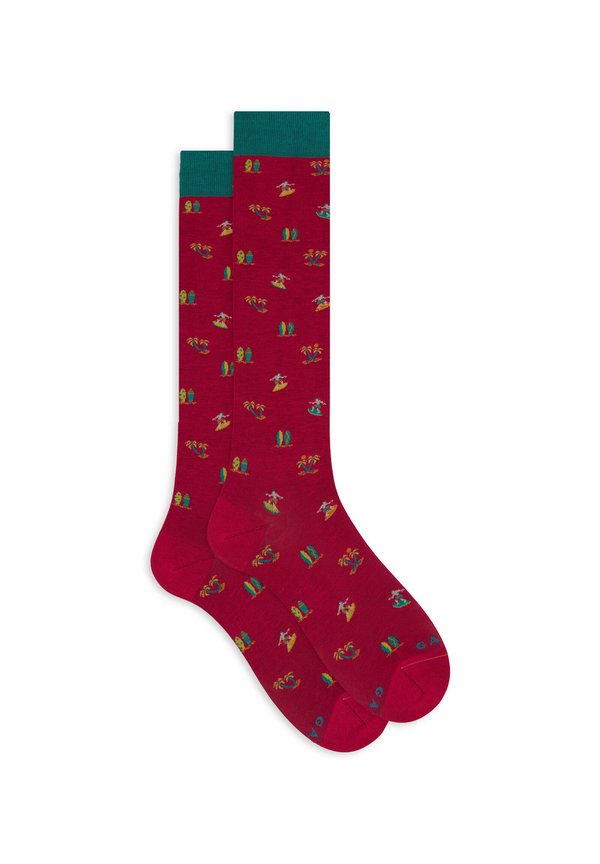 WITH SURFING MOTIF - Kniestrümpfe - rubino