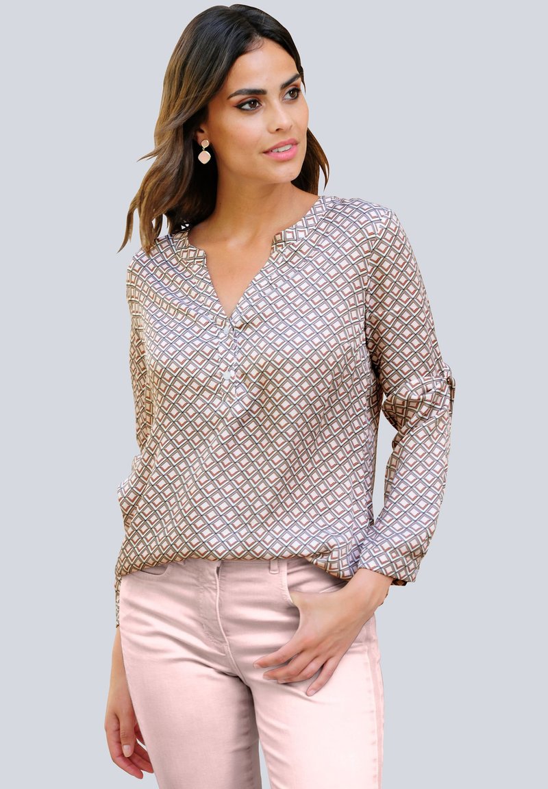 Damen T-Shirts | Alba Moda Bluse off-white,beige,rosé/mehrfarbig - FD41056 Damen T-Shirts | Alba Moda Bluse off-white,beige,rosé/mehrfarbig - FD41056