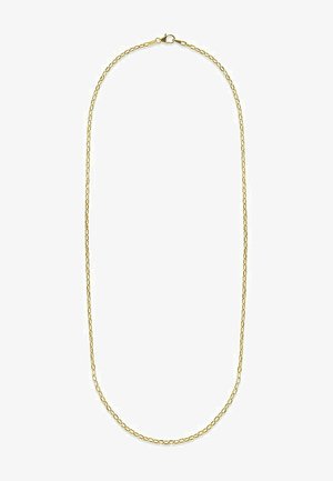 Goldplattierte Messingkette, die ein ovales Glieddesign, glatte Oberfläche und einen Verschluss hat. Die Länge scheint im mittleren Bereich zu liegen.