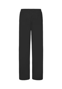 Pantalons de sport noirs avec une taille élastique, design à jambe droite, texture lisse et sans motifs ou éléments visibles.