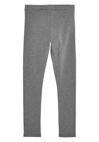 Graue Leggings aus dehnbarem Material, mit einer enganliegenden Passform, einer glatten Textur und einem elastischen Bund für zusätzlichen Komfort.