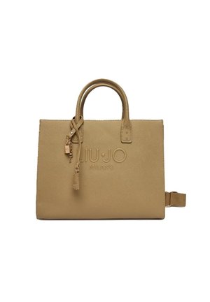 Borsa Tan Liu Jo Milano con doppio manico superiore, finitura testurizzata e ciondolo a forma di lucchetto e chiave attaccato sul davanti.