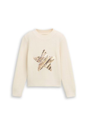 CROPPE MIT WENDEPAILLETTEN - Trui - vintage beige
